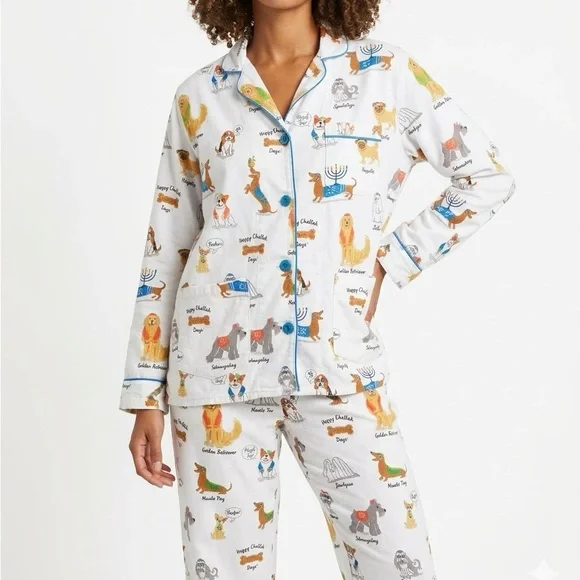 HTF P.J. Salvage Happy Pawnukkah Dog Hanukkah Flannel Pajama Set - Size M - Picture 1 of 10